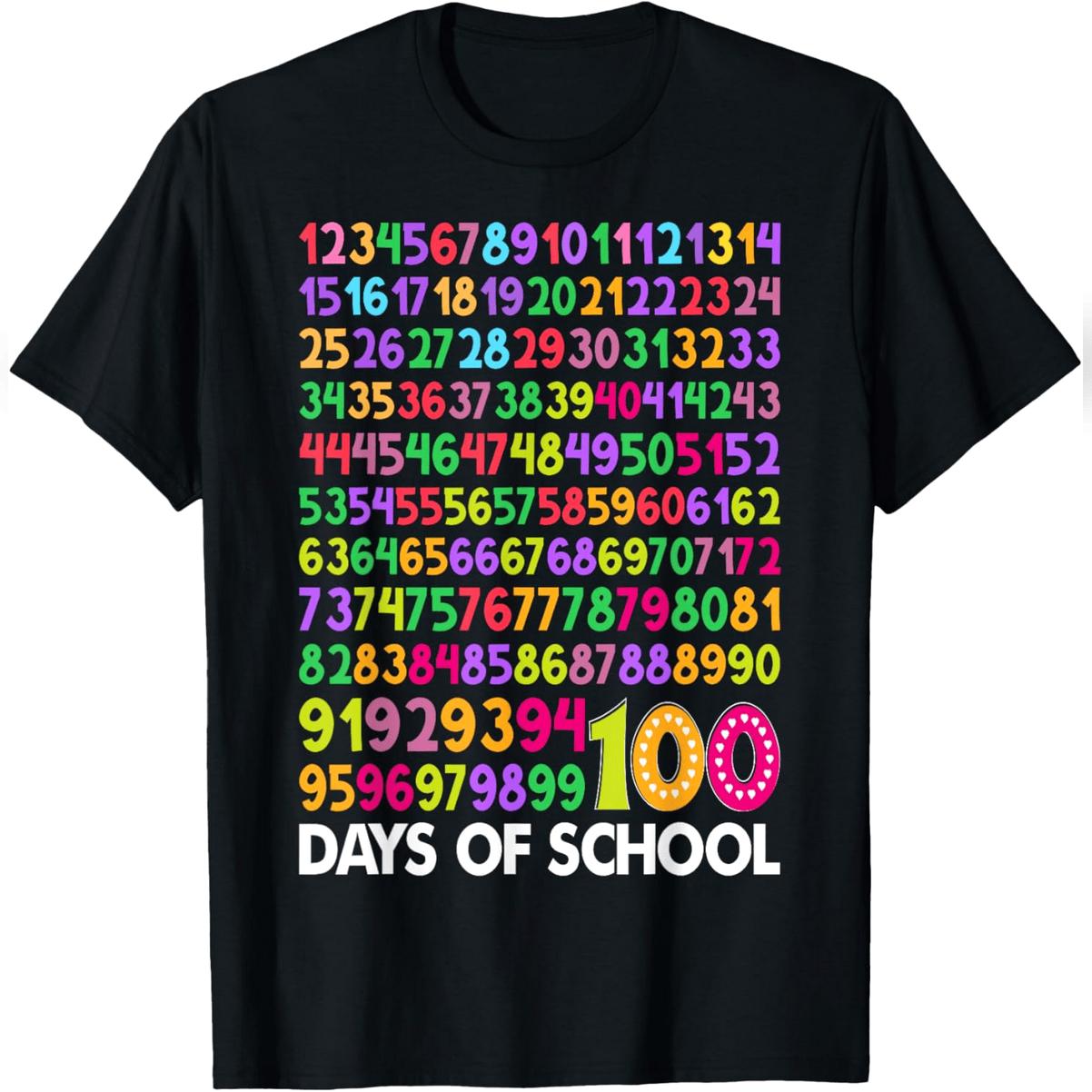100 Days Of School Numbers Math 100th Day Of School T-Shirt Comfy Everyday T-Shirt