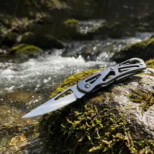 1PC,pocket knife, lockless folding knife, all steel material, sharp and durable, hollow out handle design, small and portable, suitable for family or outdoor use, holiday gift