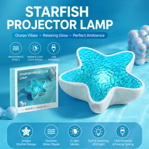 Starfish Projector Lamp,7-Color Ocean Wave Star Projector Lamp | Planetarium Light for Bedroom, Romantic & Cute Room Decor | Perfect Gift for Family & Friends