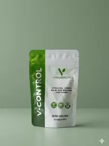 Vitalhealth V-Control Spirulina Lemon Balm & Mexican Hawthorn Dietery Supplement 60 Veggie Capsules