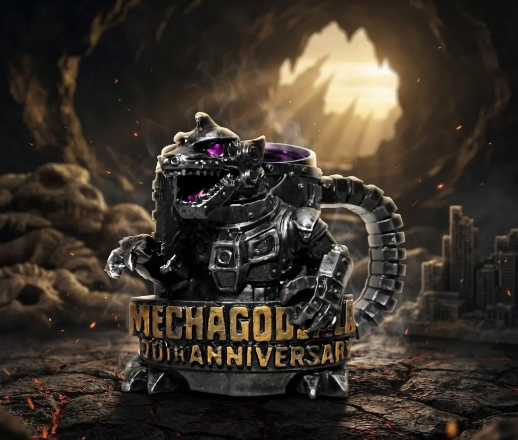 Premium Mechagodzilla Themed Coffee Mug - Detailed Mecha Kaiju Design Cup, 70th Anniversary Edition Washable Drinkware, Unique Gift for Him