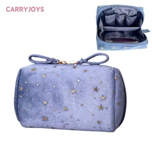 Velvet makeup bag small elegant lipstick storage bag waterproof large capacity daily hangbag purse little cosmetic bag