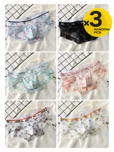 Men's Triangle Daily Casual Underwear 2/3/4 Pack Random Colors, Smooth Breathable Fabric, Fashion Floral Design, Casual Sports Gym Wear