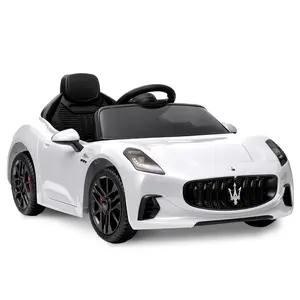 GAOMON White Licensed Maserati GranCabrio 12V Kids Ride On Car With Remote Control Dual Motors Spring Suspension Safety Features For Ages 3 To 8 White