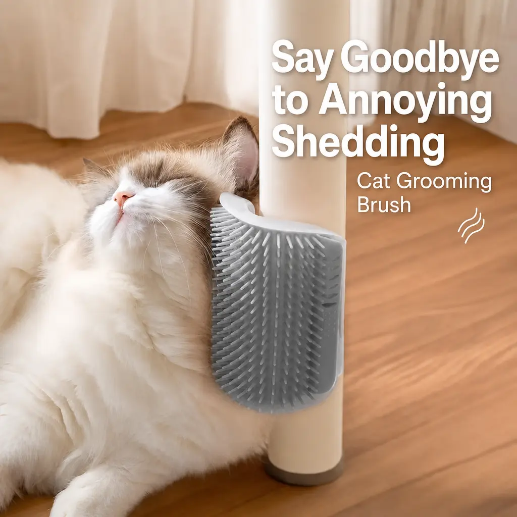 Cat Corner Brush, 1 Count Soft Massage Self Grooming Brush for Cats, Interactive Home Entertainment Tool for Cats and Dogs,