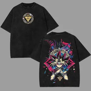 Yugioh Muto Yugi Exodia the forbidden one god card Yu Gi Oh Monster Card Anime Manga game Double Printed Vintage Washed Tee Unisex Cotton graphic tees 90s Top streetwear T-shirt