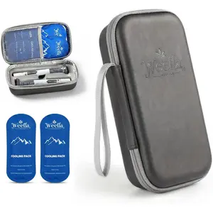 Hard Shell Travel Case for Zepbound or Mounjaro Injector Pens, TSA Approved Cold Pack, Easy to, Compact Syringe Box Holder for Trip & Daily Use (Gray, Dual)