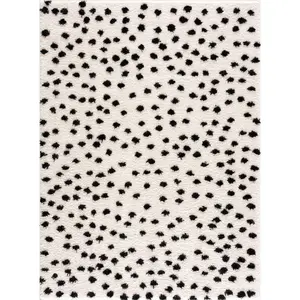 Cansu Black & White Dotted Area Rug