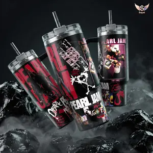 TEN - PEARL JAM 1991 Album Art GRUNGE ROCK Sayal 40 oz Vacuum Insulated Cup Straw Keeps Drinks Hot Cold 12H+ For Music Lovers & 90s Aesthetic Vibes Seattle Style Splash-Proof 18/8 Stainless Steel Comfort Handle Mug For Fans Friendly Cup