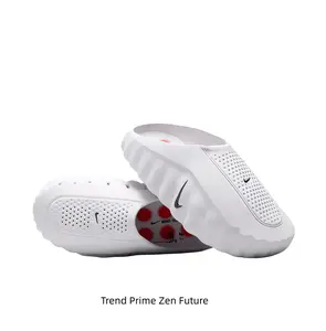 White Mule Slides, Red Cushioning Massage Outsole, Perforated Upper, Pre-Game Recovery Tech Slides