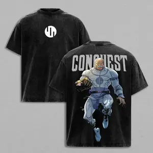 Invincible Conquest Villain T-Shirt | Double-Sided Graphic Vintage Washed Tee | Oversized Unisex Streetwear | Viltrumite Empire Comic Book Anime Fan Shirt