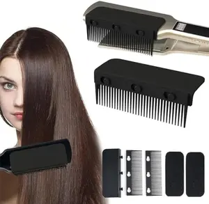 2024 New Flat Iron Comb Attachment Clip On, Flat Iron Hair Straightener Comb Attachment, Comb Attachment for Flat Iron, Professional or Home Use Compact Hair Styling Tool (Black) Comfort