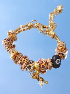 Leopard Print Heart Cherry Charm Bracelet, Fashion Heart DIY Bracelet, Cherry Leopard Print Bracelet, Trendy Leopard Print Bracelet