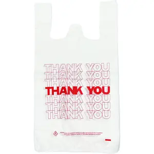[350 Count Thank You plastic bags/T-shirt Bags/Shopping Bags/Disposable Grocery Bags(11.5" X 6.25" X 21") 15mic, 0.6 Mil