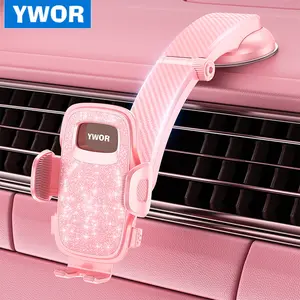 YWOR Phone Holder for Car, Universal Car Phone Holder for Dashboard, Upgraded Suction & Clip, 360° Rotation, One Button Release All 4.0''-7.0'' Smartphones