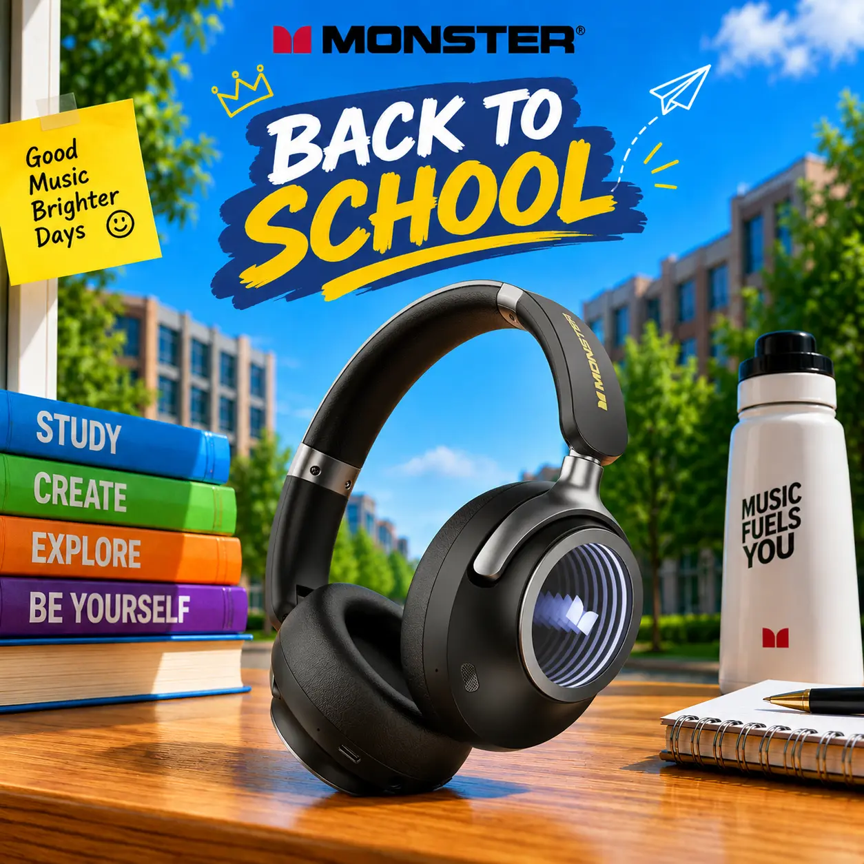Monster Persona 4th RGB Gaming Headphones, Bluetooth 6.0, 165H Playtime, 3D LED Tunnel Lights, 40mm Drivers, 5-Mic ENC, Foldable Over Ear Headset for Gaming, Music, Movies & Travel - Deals For You Days-TikTokShopBackToSchool