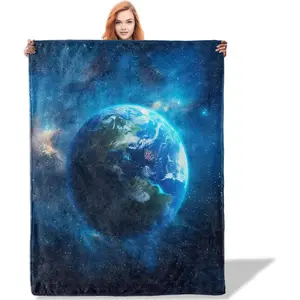 Planet Earth from Space Throw Blanket 50"x60", World Map Blankets for Living Room Couch, Home Decor, Soft Flannel Earth Gifts for Adults and Women