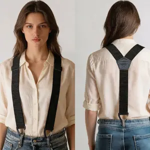 Hidden Suspenders for Men & Women Under-Clothing Adjustable No-Slip Straps 3 Snap Loop Design (1.5" Wide)