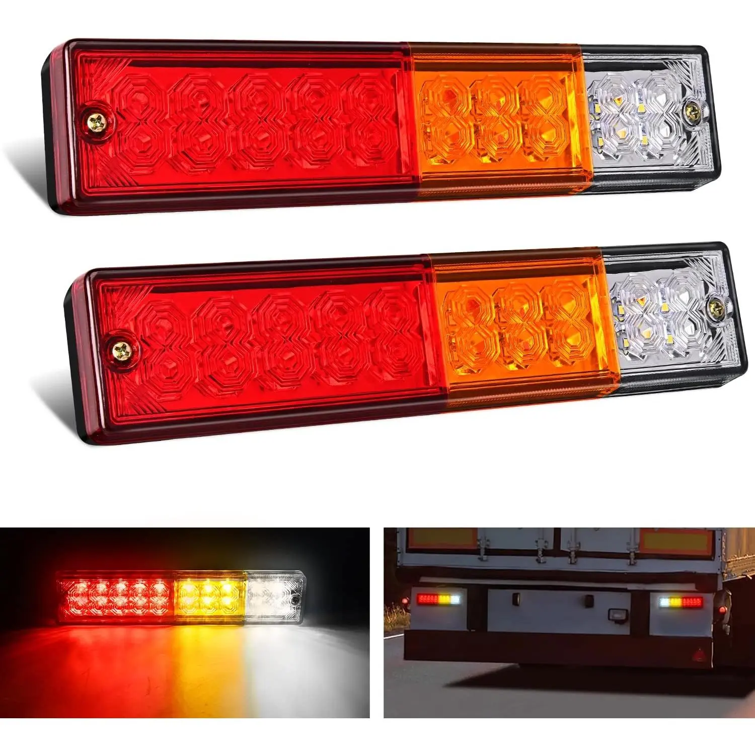 Nilight 2PCS Sturdy Trailer Tail LED Light Bars - 20 Bright LEDs, IP65 Rated, Multi-Signal Modes, Screw Mount, 10-30V, Black Wire for Ground, for Trucks, Campers, ATVs, Boats, Green Wire For Running Light, Outstanding Brightness