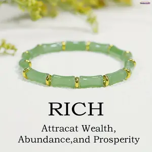 Women's Lucky Bamboo Knot Bracelet Crystal Bead Feng Shui Charm Adjustable Chinese Style Jewelry for Daily Wear Lunar New Year Gift Lucky Friendship Bracelet for Women Year-Round Accessories
