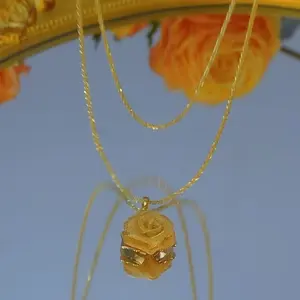 Chinese Style Rose Necklace, Luxury Gold Pendant, Chic Minimalist Statement Jewelry, Elegant Collarbone Chain for Women DZXL3523