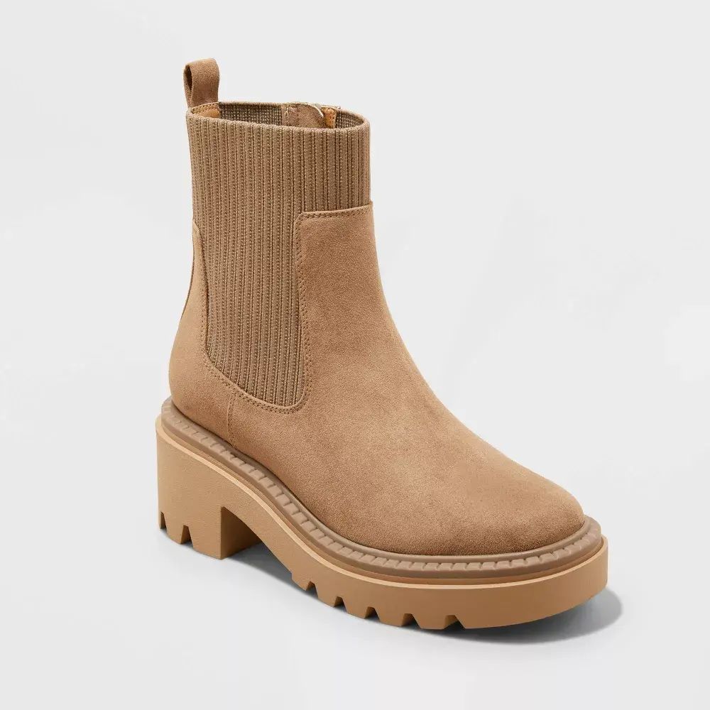 Universal Thread Women's Chunky Heel Ankle Sock Boots Memory Foam