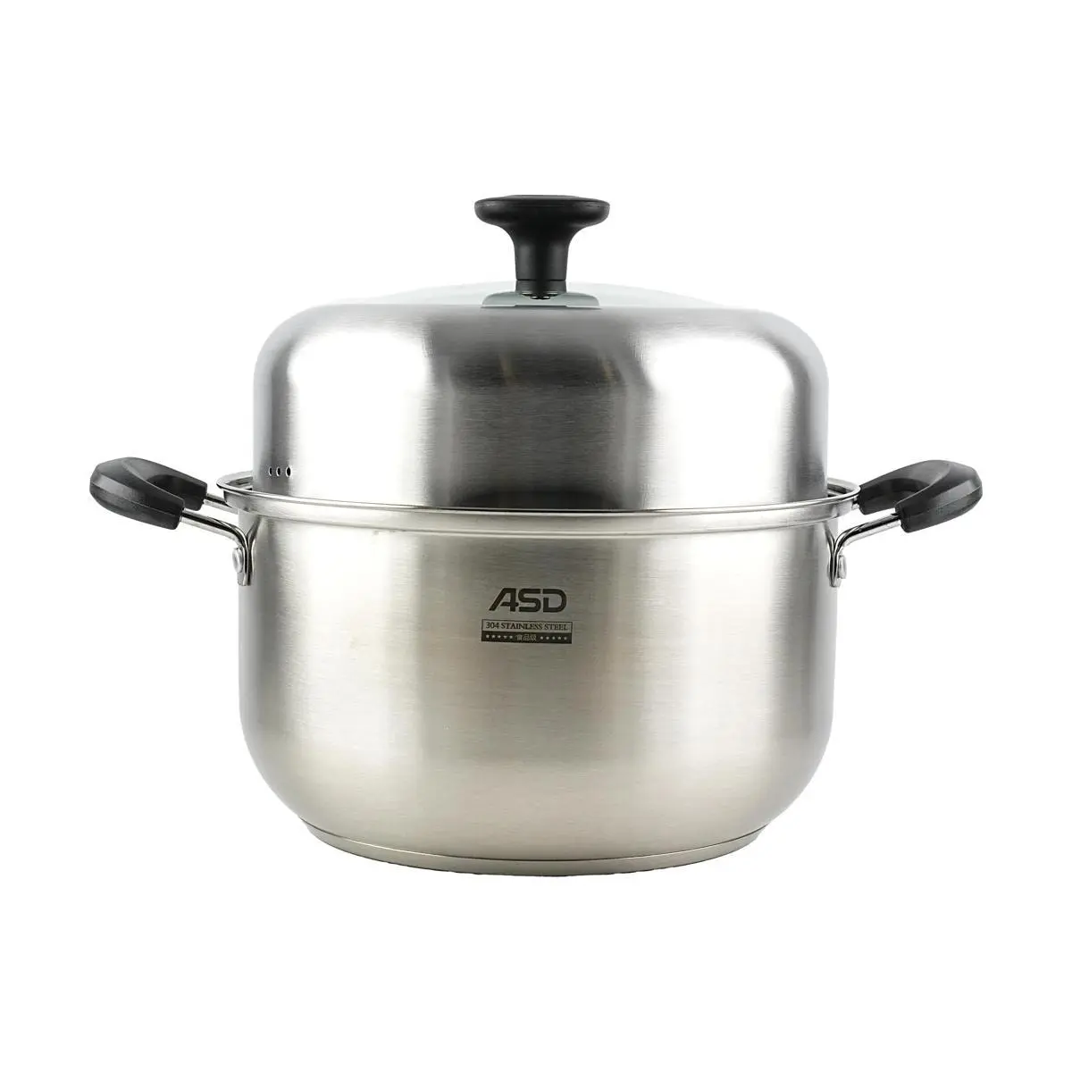ASD Stainless Steel Steamer Pot 24cm, Multi-Ply Clad Stockpot with High-Visibility Lid, Non-Stick, 3-6 Person Capacity