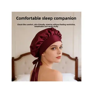 Christmas/Birthday Gift Idea: Satin Sleep Bonnet with Elastic Tie | Double-Layer Hair Care