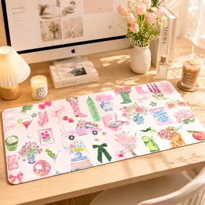 Vintage Floral Coffee Extended Mouse Pad, Large Watercolor Desk Mat, Non-Slip Keyboard Mouse Pad for Office, Gaming & Work