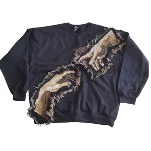 Lagarme Hands Of God Sweater Y2K Tapestry Hoodie Long Sleeve Fitted Winter Casual HipHop Fashion Menswear Streetwear Handmade Anime Gift