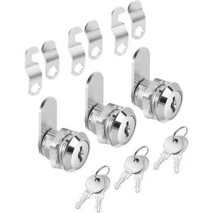 Cabinet Locks with Keys, 5/8" Long, 3 Pack, Keyed Alike Cam Locks for Cabinets, File Cabinet Lock with Key