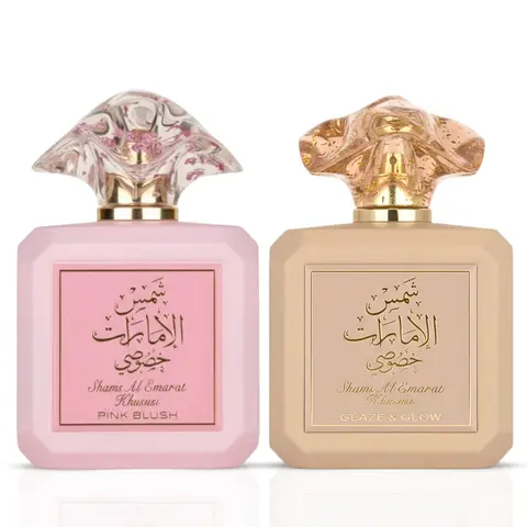 Shams Al Emarat Khususi Pink Blush & Glaze & Glow Eau de Parfum Spray 100ml (3.4 oz) by Ard Al Zaafaran – Sweet Gourmand Women’s Perfume Bundle