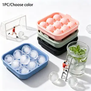 Creative Football Ice Cube Mold, Large Round Whiskey Ice Tray with Lid and Storage Box, Stackable Ice Bucket Set for Kitchen, RV, Cocktails, Coffee