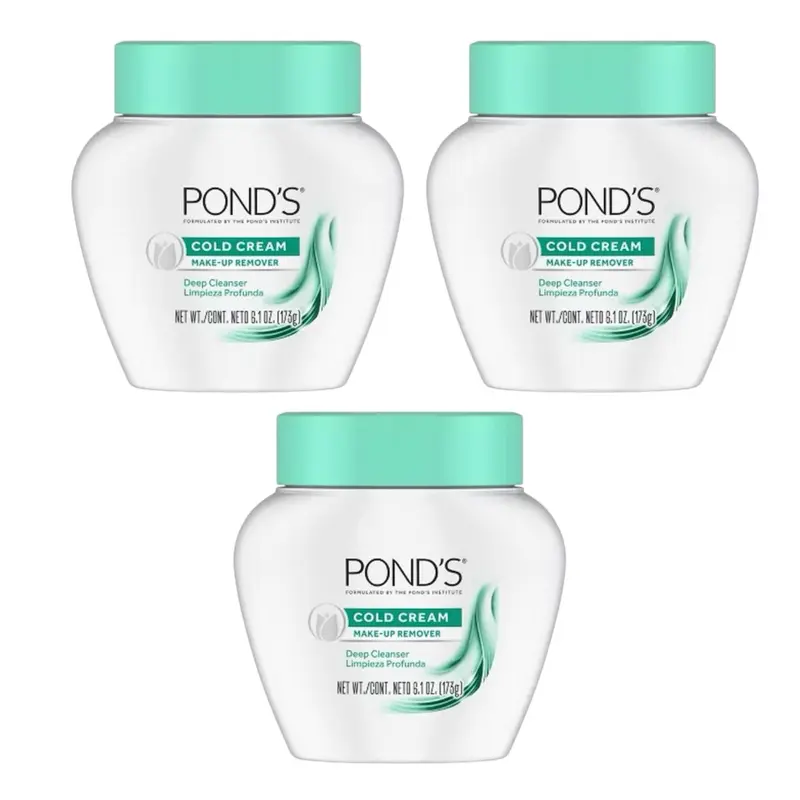 POND'S Cold Cream, Skin Care Facial Cleanser for All Skin Types, Deep Moisturizing Face Wash & Makeup Remover, 6.1 oz each , 3 Pack