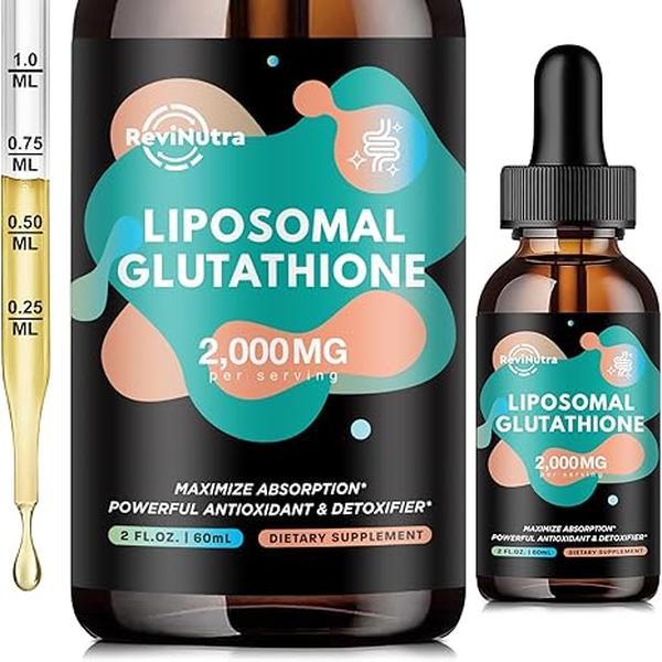 Liposomal Glutathione Supplement - 2000mg Glutathione Liquid Drops with Vitamin C, Curcumin & Trans-Resveratrol - Powerful Antioxidant for Immune, Skin Health, Aging Defense & Liver Detox - 2 Fl Oz