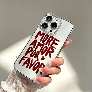 More Love and Also PC Hard Shell Transparent Space Case Suitable for iPhone 16 Pro Max/17/15/14/13/12/11, Convenient, New Fashionable Trendy Creative Design Aesthetics, High-quality Air Cushion Protective Case Suitable for Both Men and Women.
