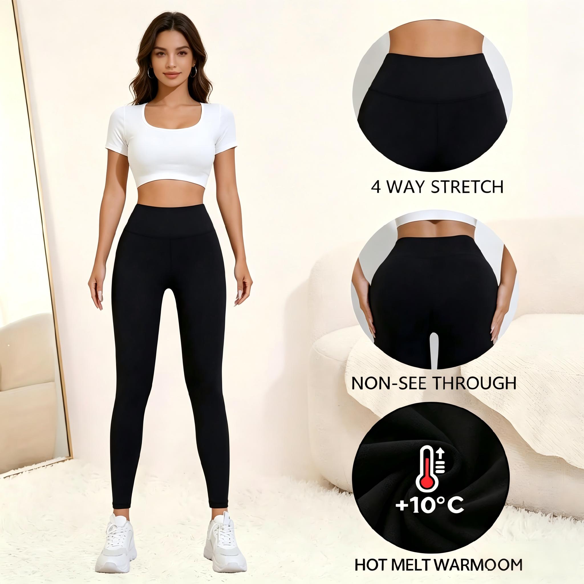 Women's Warm Fleece-Lined High Waist Elastic Sporty Leggings Casual Comfortable Skin-Friendly Thick Pants for Winter Athleisure Plus Size Friendly Shell Protection - Womenswear