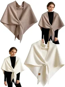 Lazy Style Women's Triangle Scarf for Fall and Winter, Warm Neck Protection Shawl in Solid Color, Oversized Cozy Wrap for Chic Looks, Textured Blanket Scarf, Fluffy Soft Scarf