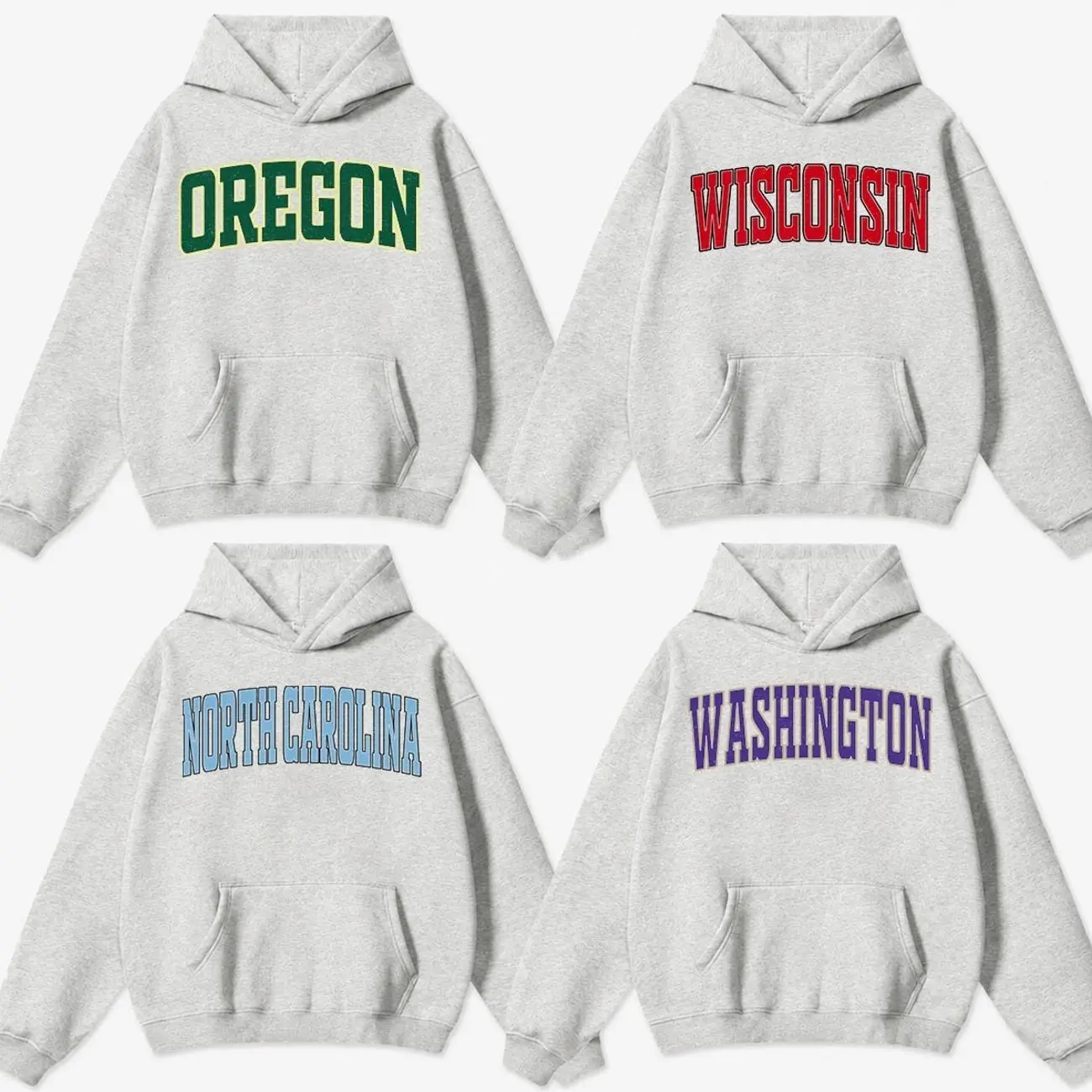 Distressed Varsity College Hoodie – Ash Grey, Vintage Athletic Unisex Hooded Sweatshirt, Retro College Graphic Pullover, Football Fan Gift for Men & Women