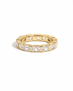 Sami Jewels Bezel Emerald Cut Eternity Band, 925 Sterling Silver Ring, 14K Gold Ring, Stackable Rings for Women, Diamond Ring, Ring for Her