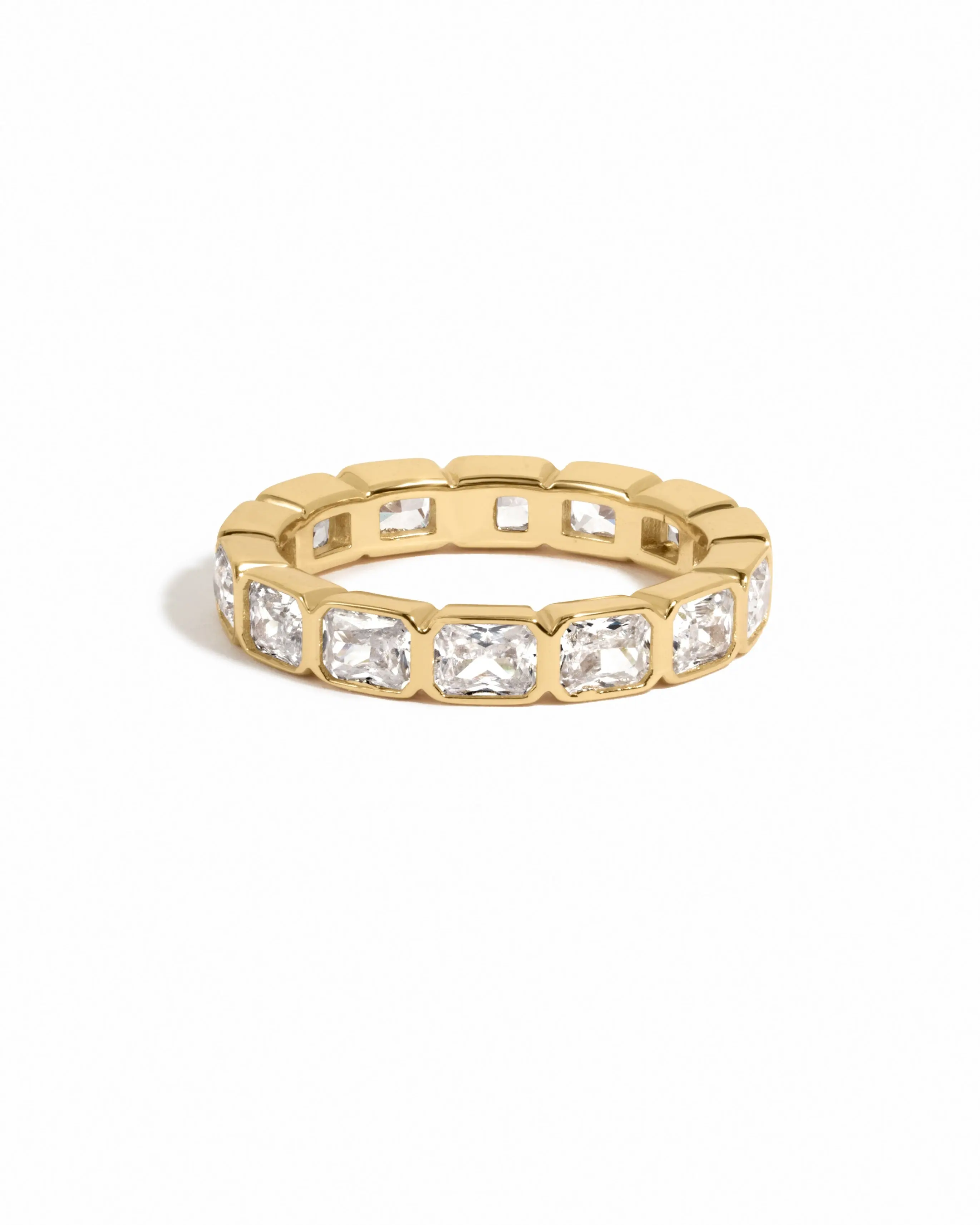 Sami Jewels Bezel Emerald Cut Eternity Band, 925 Sterling Silver Ring, 14K Gold Ring, Stackable Rings for Women, Diamond Ring, Ring for Her