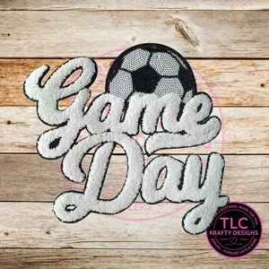 Soccer Game Day Chenille and Sequin Patch – Sporty Iron-On / Sew-On Appliqué CK preorder