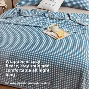 Winter Weighted Blanket Plush Coral Fleece Throw Checkerboard Pattern Blanket for Bed, Sofa & Office Nap, Ultra Soft and Thick Reversible Blanket for All-Season Comfort, Cozy Throw Blanket