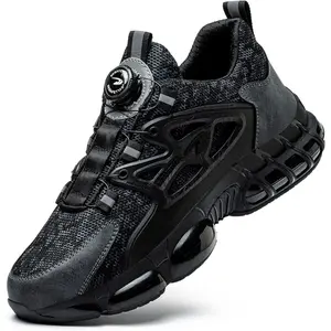 Winter Men's Steel Toe Shoes ANSI-Certified Indestructible Puncture-proof Safety Sneakers Lightweight Non-slip Construction Work Footwear with Rotating Button Comfortable Closed Toe Security Shoes