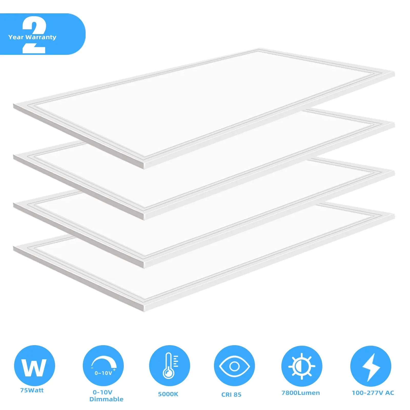 4Pack 2x4 LED Flat Panel Light Drop Ceiling Office Shop Commercial Warehouse Fixture, 7800 Lumens,55W, 5000K, Dimmable (0-10V), Dustproof ETL TikTokShopBlackFriday