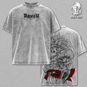 Broly The Legendary Vintage Washed Oversized Graphic Tee, DBZ Double Printed T-Shirt, Heavyweight Cotton Unisex Streetwear Top, Gym Pump Cover, Gift for Anime Fans