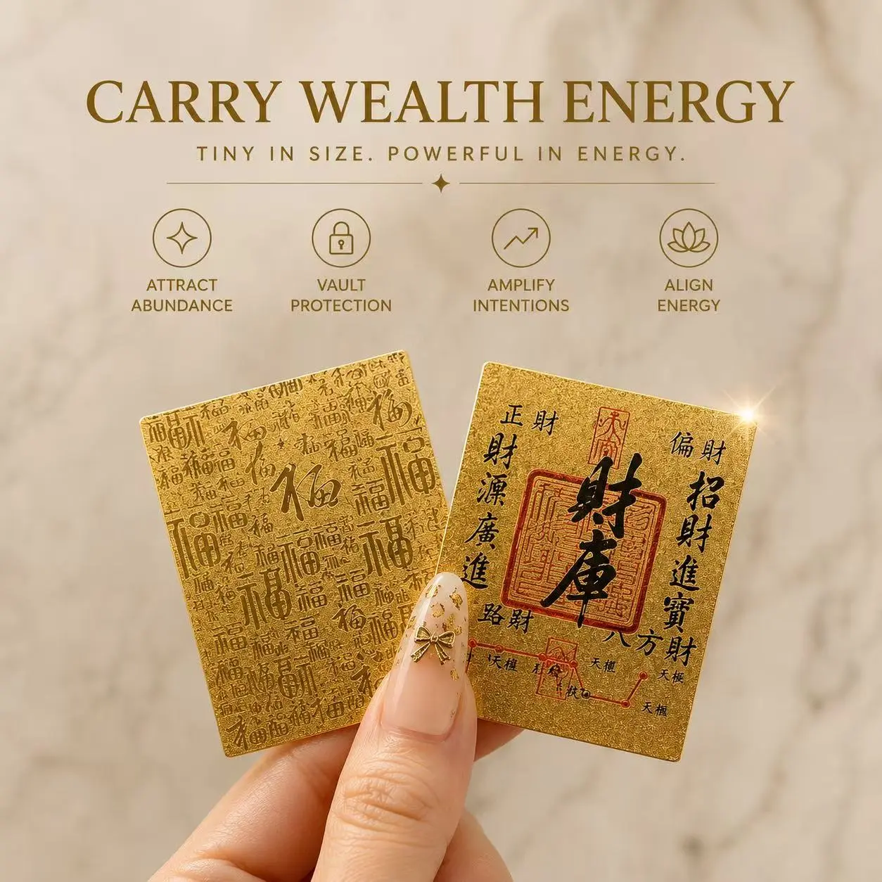 Wealth Manifestation Phone Patch - Portable Energy Amplifier Smartphone/Cellphone Accessory, Traditional Chinese Fortune Symbols Patch Phone Stickers for Abundance Protection Daily Carry, Accessories