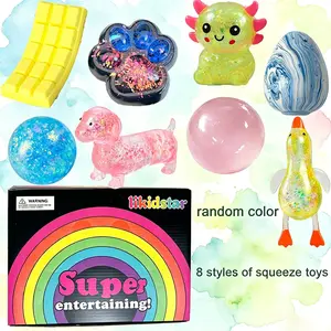 8pcs - Fingertip toys for children and adults to relieve stress - it is both a squeezable toy ball and an excellent stress relieving toy, perfect for placing on a desk and an ideal office stress relieving gift - color random