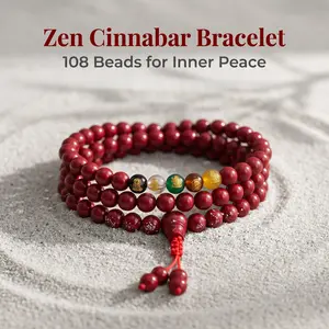 Pup CZ 2026 Year of Horse Ethnic Cinnabar 5 Gods 108-Bead Bracelet, Unisex Wealth Symbols Jewelry for Protection, Fortune, Birth Year & Festival Gifting, 108 Beads, Five Gods