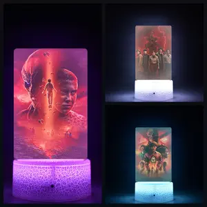 Stranger  5 themed night light with seamless 16-color printing, remote-controlled night light, made of safe acrylic material, a perfect Christmas gift for a friend.